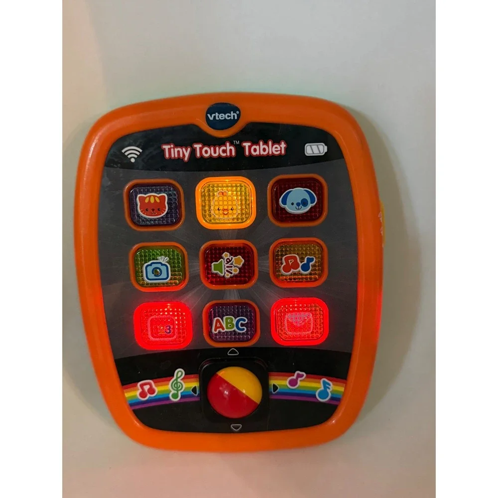 VTech Tiny Touch Tablet Orange Learning Toy Light Up Music Numbers Letters Works